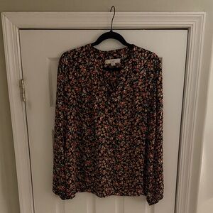 LOFT Black Floral Blouse XL